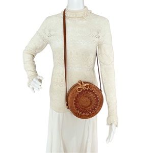 Rattan Handwoven Thick Classic Round Crossbody Wick bag